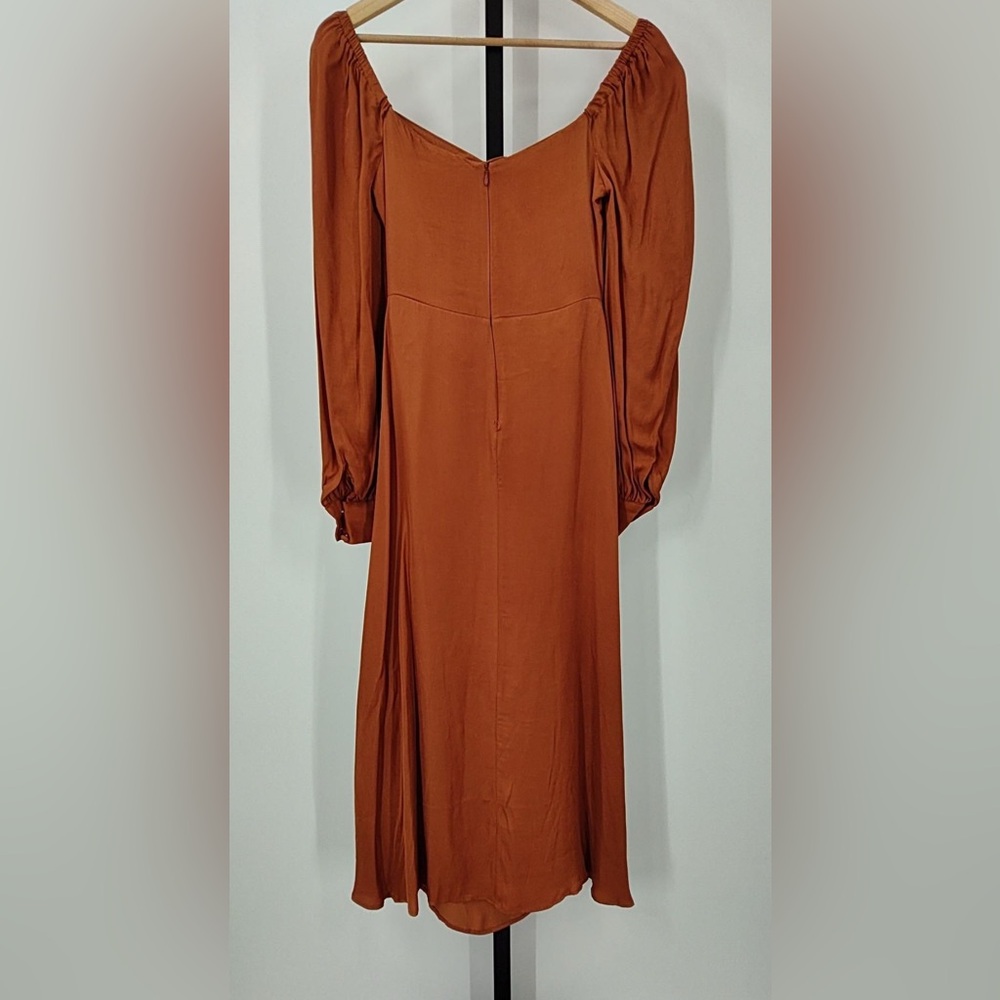Farm Rio Caramel Cutout Front-Tie Satin Midi Dress - Picture 4 of 5